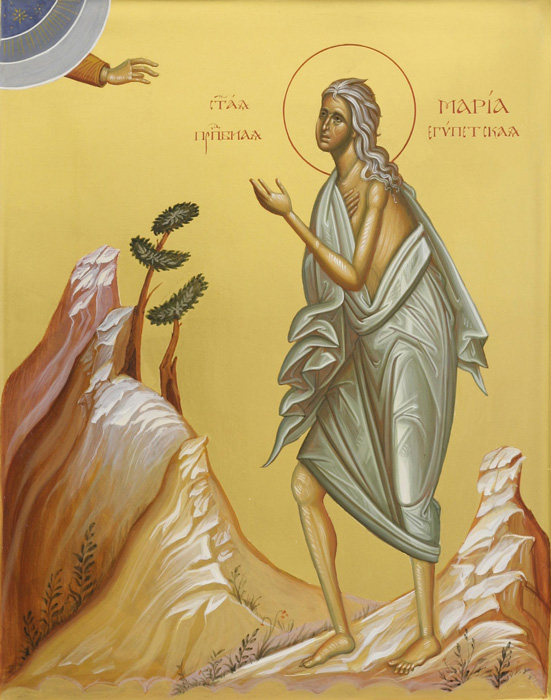 СВ. МАРИЈА ЕГИПЕТСКА: Молејќи се на Пречистата побара да го целива Чесниот Крст, исповедајќи ја својата грешност и нечистотија
