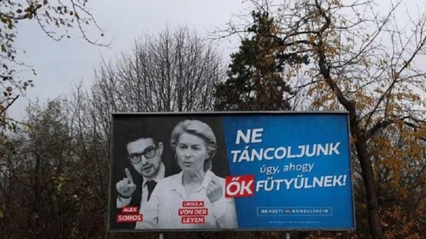 Орбан постави билборди со Фон дер Лајен и синот на Сорос: Не играјте како што ви свират