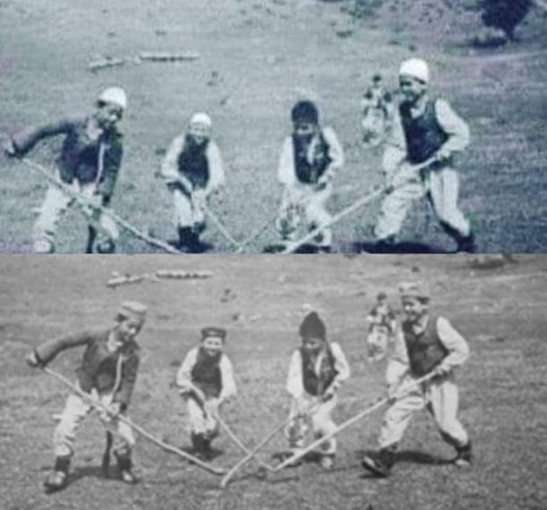 ФАЛСИФИКАТИ: Кечиња ги заменија детските капи на стара фотографија на која деца играат на падините на Шар Планина