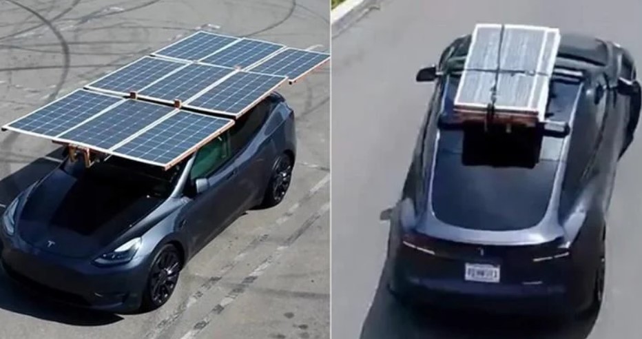 Американец на покривот на својата Тесла монтира соларни панели (ФОТО)