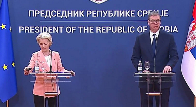 ВУЧИЌ СО ФОН ДЕР ЛАЈЕН: Сѐ додека јас сум претседател, Србија ќе остане на европскиот пат