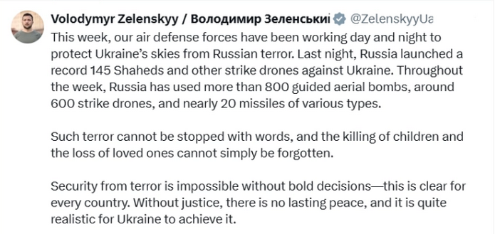 ЗЕЛЕНСКИ: Украина синоќа беше нападната со рекордни 145 руски дронови