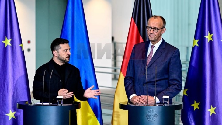 СРЕДБА ЗЕЛЕНСКИ – МЕРЦ: Лидерите на Украина и Германија потпишаа декларација за производство на оружје со долг дострел