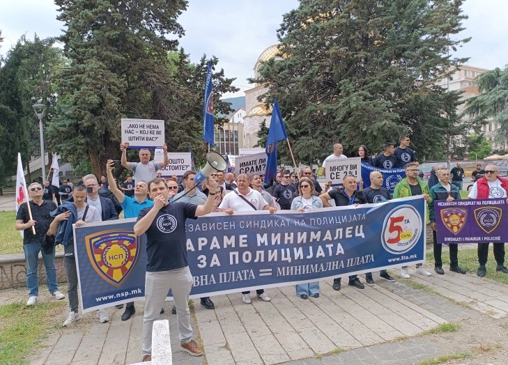 ПРОТЕСТ НА НСП: Качете ги платите на полицајците во судска, шумска, затворска и МВР – само добро платени се мотивирани подобро да работат