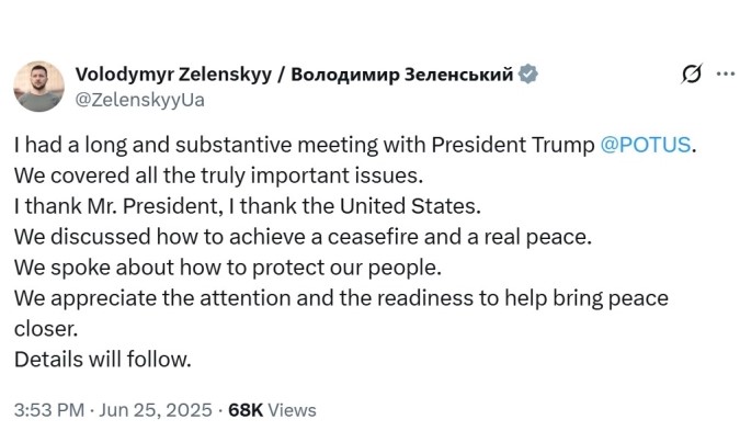 ЗЕЛЕНСКИ ПО СРЕДБАТА СО ТРАМП: Разговаравме за прекин на огнот и вистински мир