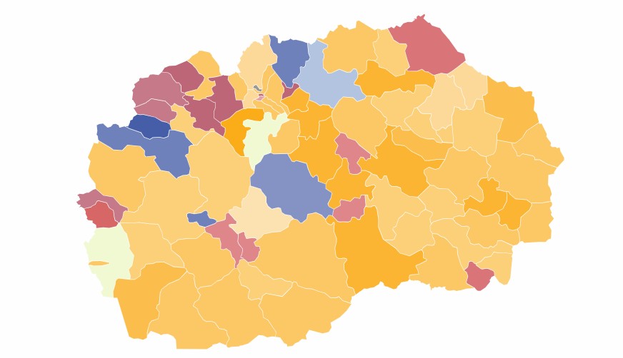 ДИК: Убедливо водство на ВМРО-ДПМНЕ во 54 општини од обработени 90,62 отсто од гласовите, ВРЕДИ во 8, СДСМ во 7, ДУИ во 5 и ДПТ во една