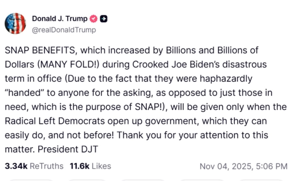 ТРАМП: Помошта за сиромашните ќе биде исплатена откако ќе заврши блокадата на федералната влада