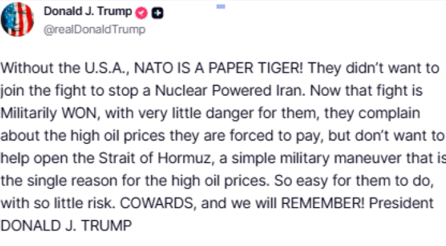 „КУКАВИЦИ, ЌЕ ГО ЗАПОМНИМЕ ОВА“: За Трамп, НАТО без САД е „тигар од хартија“