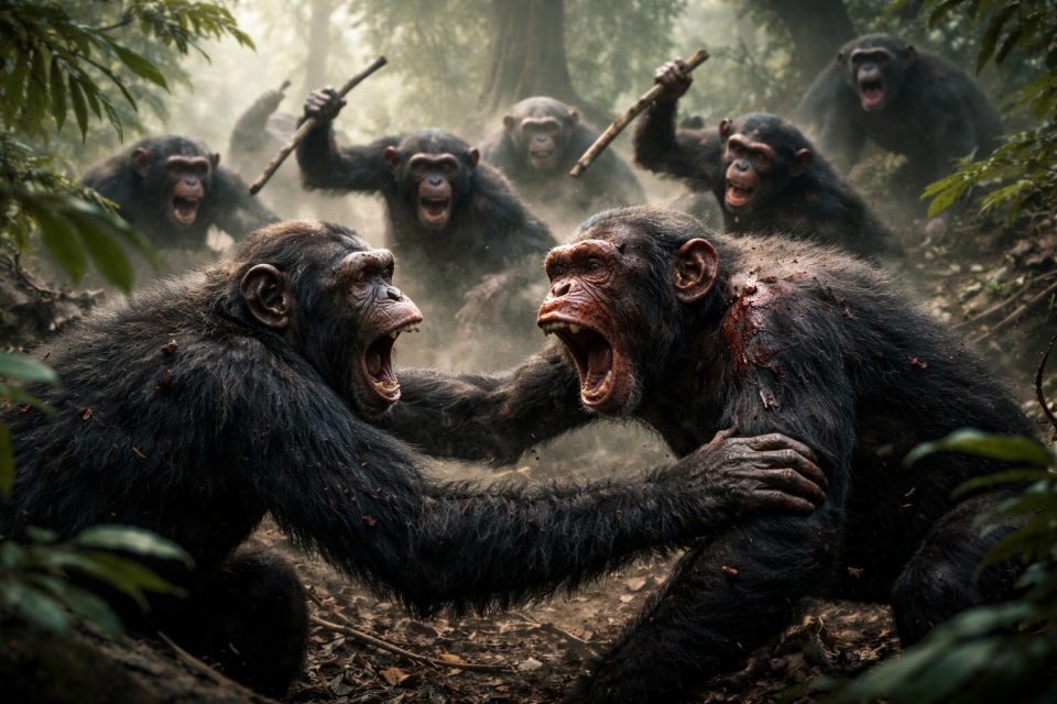 МАЈМУНСКА ГРАЃАНСКА ВОЈНА: Крвави убиства на шимпанза во шокантен конфликт кој што во светот се случува еднаш на 500 години!