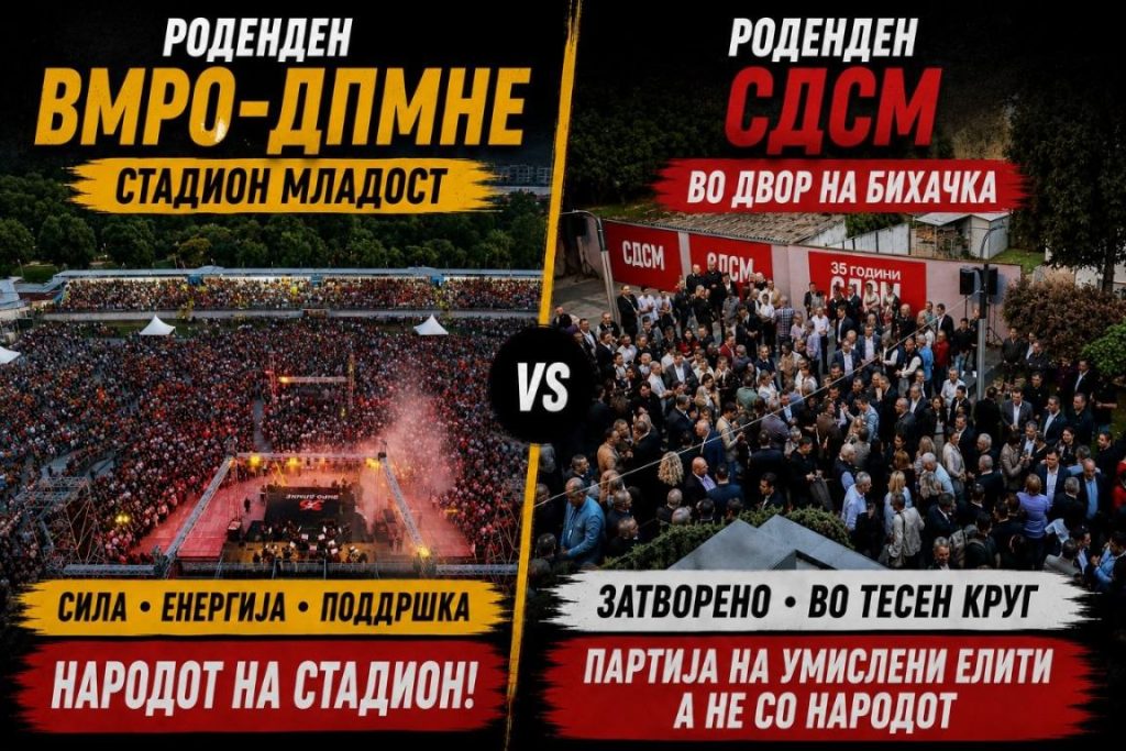 ДВЕ СЛИКИ ЗА РОДЕНДЕНИТЕ: ВМРО-ДПМНЕ заедно со народот, а СДС во затворен тесен круг со умислени елити